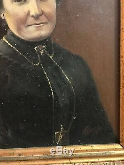 Tableau peinture HST portrait femme noble signé daté 1912