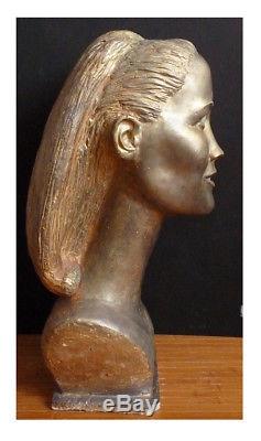 Tête de femme statue de Pikko NIKOLITCH (1907-1979) Montrouge Serbie