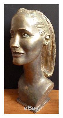 Tête de femme statue de Pikko NIKOLITCH (1907-1979) Montrouge Serbie