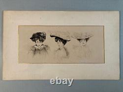 Très Belle Eau forte Encre Paul Cesar Helleu FEMME Portrait Art Nouveau 1910