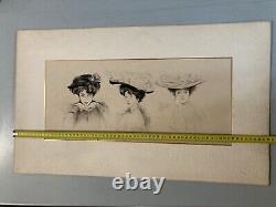 Très Belle Eau forte Encre Paul Cesar Helleu FEMME Portrait Art Nouveau 1910