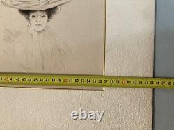 Très Belle Eau forte Encre Paul Cesar Helleu FEMME Portrait Art Nouveau 1910