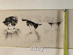 Très Belle Eau forte Encre Paul Cesar Helleu FEMME Portrait Art Nouveau 1910