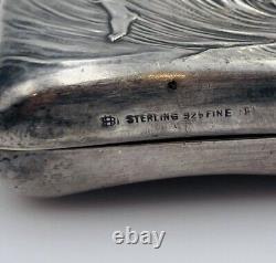 Unger Bros Ancien Art Nouveau Argent Sterling Chair Femme Vagues Cigarette Étui