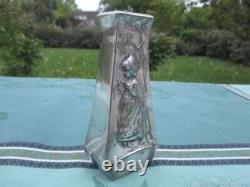 Vase Décoratif Ancien Fille métal Argentè Art Nouveau France