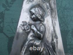 Vase Décoratif Ancien Fille métal Argentè Art Nouveau France