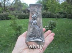 Vase Décoratif Ancien Fille métal Argentè Art Nouveau France