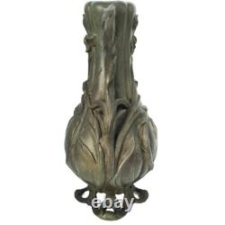 Vase pot sculpture art nouveau visages de femmes et fleurs