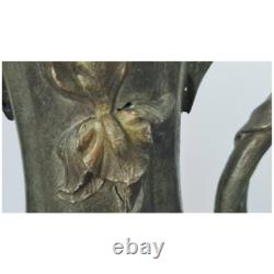 Vase pot sculpture art nouveau visages de femmes et fleurs