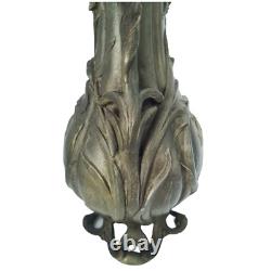 Vase sculpté art nouveau visages de femmes et fleurs en métal ou régule