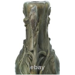 Vase sculpté art nouveau visages de femmes et fleurs en métal ou régule