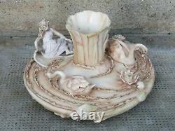 Vase soliflore sculpture Céramique art nouveau femme nénuphar cygne