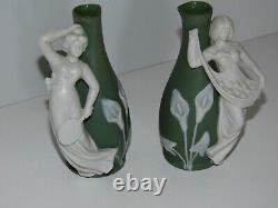 Vases La Paire Art-nouveau Rare Sculpture Biscuit Femme Signe Ges Gesch Tbe
