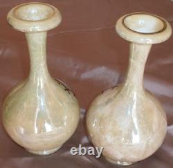 Vases pansu style art nouveau porcelaine irisée polychrome Femme Iris & fleurs