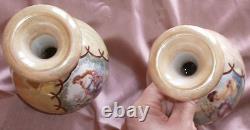 Vases pansu style art nouveau porcelaine irisée polychrome Femme Iris & fleurs