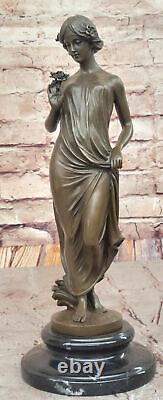 Victorien Femme Sculpture Élégant Art Nouveau Bronze Statue Fonte Décor Solde