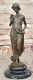 Victorien Femme Sculpture Élégant Art Nouveau Bronze Statue Fonte Décor Solde