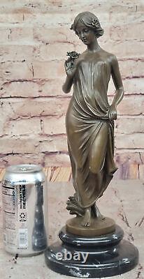 Victorien Femme Sculpture Élégant Art Nouveau Bronze Statue Fonte Décor Solde