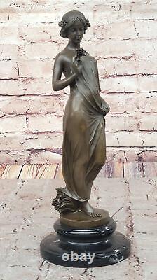 Victorien Femme Sculpture Élégant Art Nouveau Bronze Statue Fonte Décor Solde