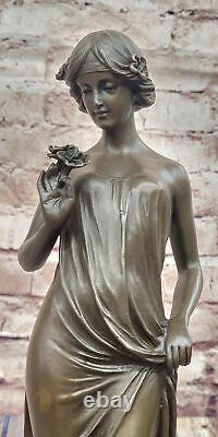 Victorien Femme Sculpture Élégant Art Nouveau Bronze Statue Fonte Décor Solde