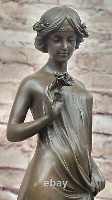 Victorien Femme Sculpture Élégant Art Nouveau Bronze Statue Fonte Décor Solde