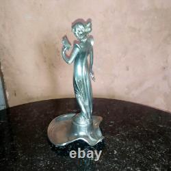 Vide Poche Signé Edles en Étain Art Nouveau Jugendstil Femme à la Lettre Zinn