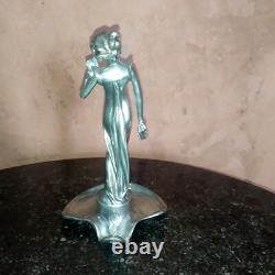 Vide Poche Signé Edles en Étain Art Nouveau Jugendstil Femme à la Lettre Zinn