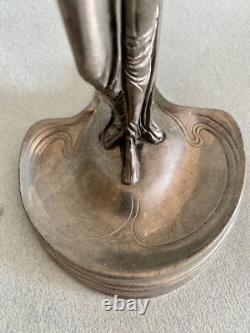 Vide poche étain argenté Art Nouveau Femme Lady jugendstil pewter sculpture WMF