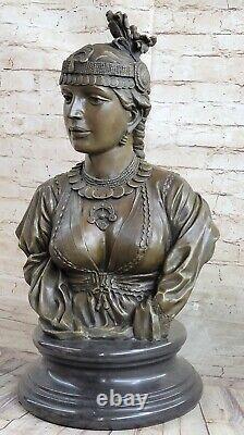 Vintage Art Déco Nouveau Français Bronze Statue Femelle Buste Figuratif Femme