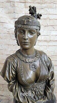 Vintage Art Déco Nouveau Français Bronze Statue Femelle Buste Figuratif Femme