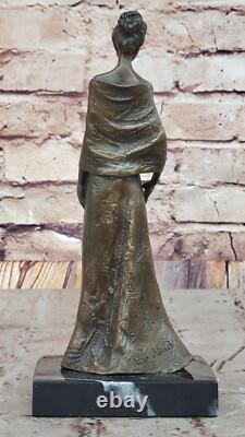 Vintage Art Nouveau Français Victorien Bronze Femme Sculpture Parlor Statue Home