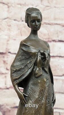 Vintage Art Nouveau Français Victorien Bronze Femme Sculpture Parlor Statue Home