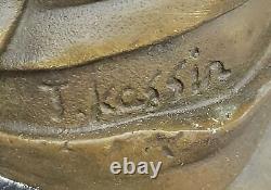 Vintage Bronze Femme Avec Violon Sculpture Signée Art Nouveau Collection Solde