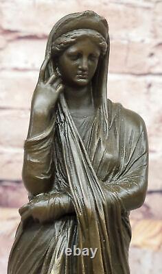 Vintage Bronze Femme Statue Signée J. La Classique Art Nouveau Maison Décor