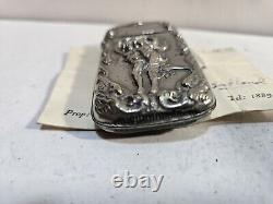 Vintage Silverplate Art Nouveau Dancing Chair Femme Match Étui Sûr Vesta Nymph