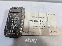 Vintage Silverplate Art Nouveau Dancing Chair Femme Match Étui Sûr Vesta Nymph