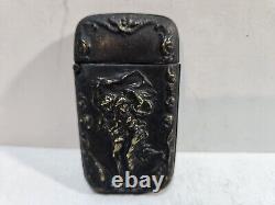 Vintage Silverplate Art Nouveau Dansant Chair Femme Correspondant Étui Sûr Vesta