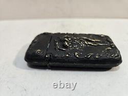 Vintage Silverplate Art Nouveau Dansant Chair Femme Correspondant Étui Sûr Vesta