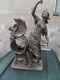 Vintage Statue Pendule Horloge Art Nouveau Femme Cueillette Des Cerises Et Ange