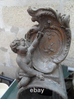 Vintage Statue pendule horloge art nouveau femme cueillette des cerises et ange