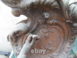 Vintage Statue pendule horloge art nouveau femme cueillette des cerises et ange