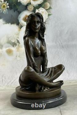 Vintage Style Art Nouveau Bronze Marbre Victorien Femme Érotique Nu Statue Deal