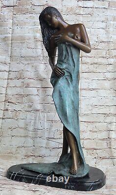 Vintage Style Art Nouveau Bronze & Marbre Victorien Femme Érotique Semi Statue