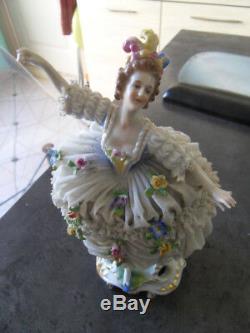 Vintage statue femme elegante danseuse porcelaine Germany Dresden Saxe Meisen