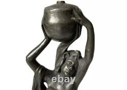 WMF Sculpture Femme Porteuse Étain Art Nouveau Jugendstil Sécession Viennoise