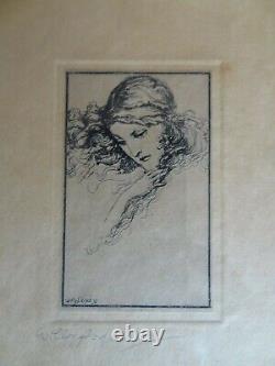 Willy Pogany gravure originale signée femme art nouveau