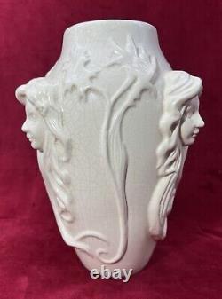Women Vase Sculpture Femme Craquele Art Nouveau La Louviere Keramis Belge België