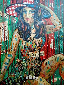 Yuri DENISSOV (Jeune femme au chapeau) art moderne, Huile sur toile