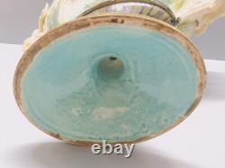 -superbe Coupe /pied Barbotine Art Nouveau Anses 2 Femmes Ailees A Restaurer D
