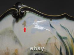 -superbe Coupe /pied Barbotine Art Nouveau Anses 2 Femmes Ailees A Restaurer D